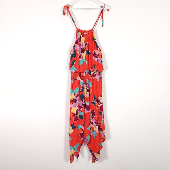 Maurices Red Floral Halter Neck Midi Dress - Picture 1 of 9